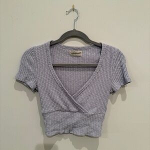 Urban Outfitters Light Blue Ribbed Crop Top